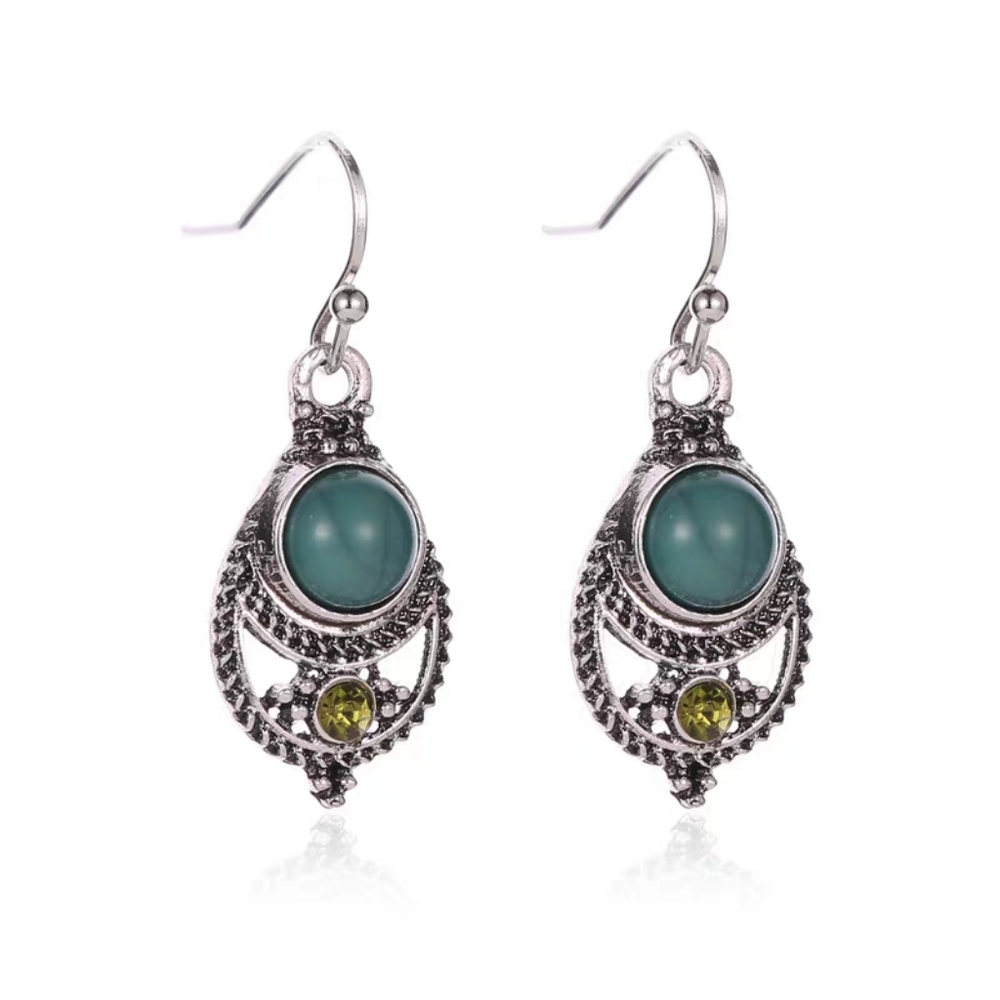 💎 3/$25 Boho Ethnic Turquoise Silver Teardrop Earrings